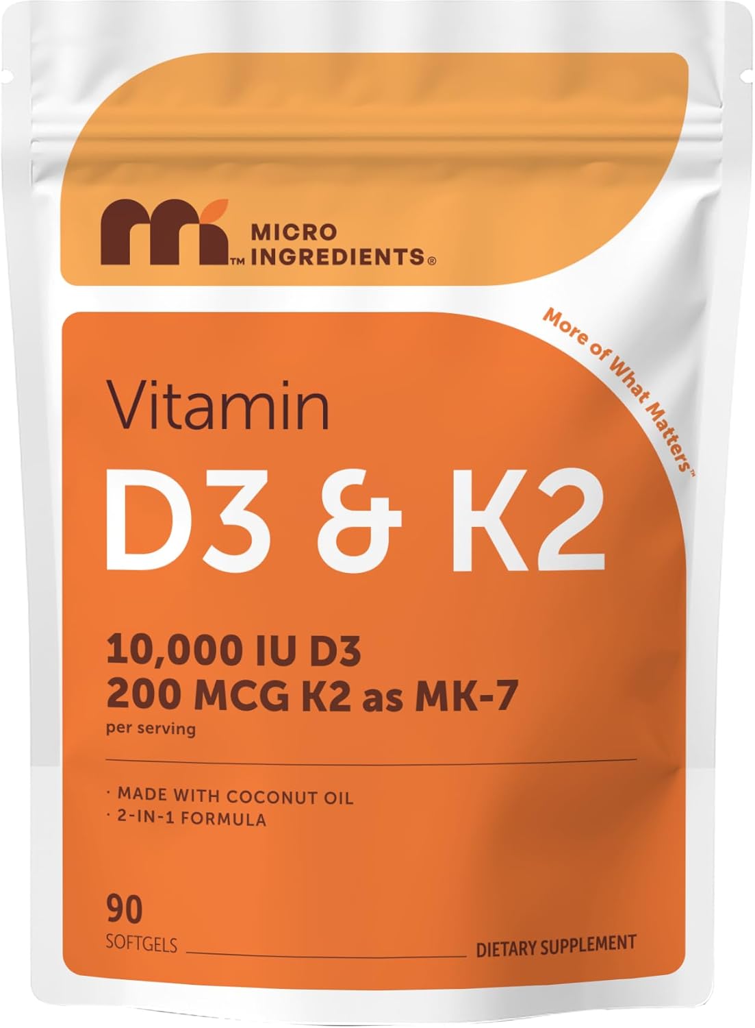 Micro Ingredients Vitamin D3 K2 front pouch view