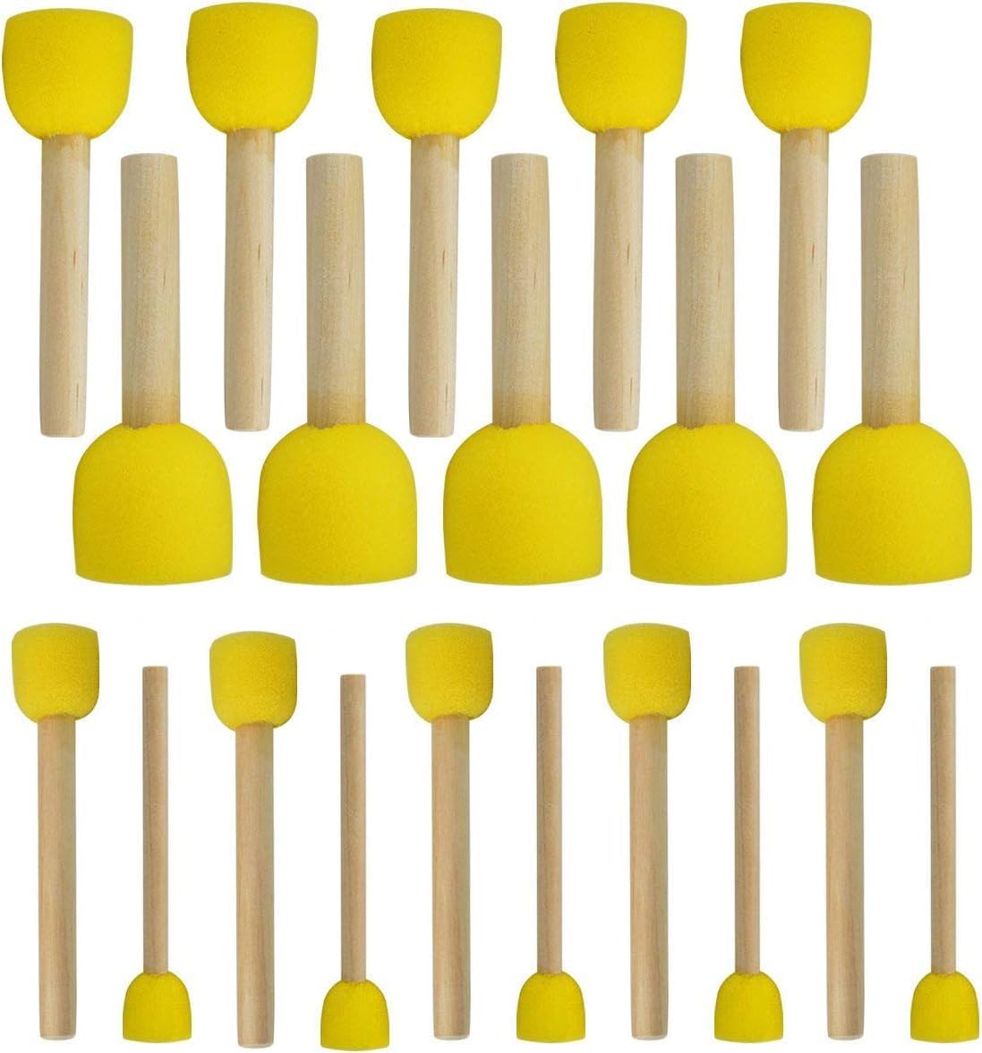 WAFJAMF 20 Pcs Round Sponges Brush Set 4 Sizes DIY Painting Tools Green | Wooden handle craft foam applicators for dotting artwork, acrylic paint & stenciling with multiple diameter options - Image 12