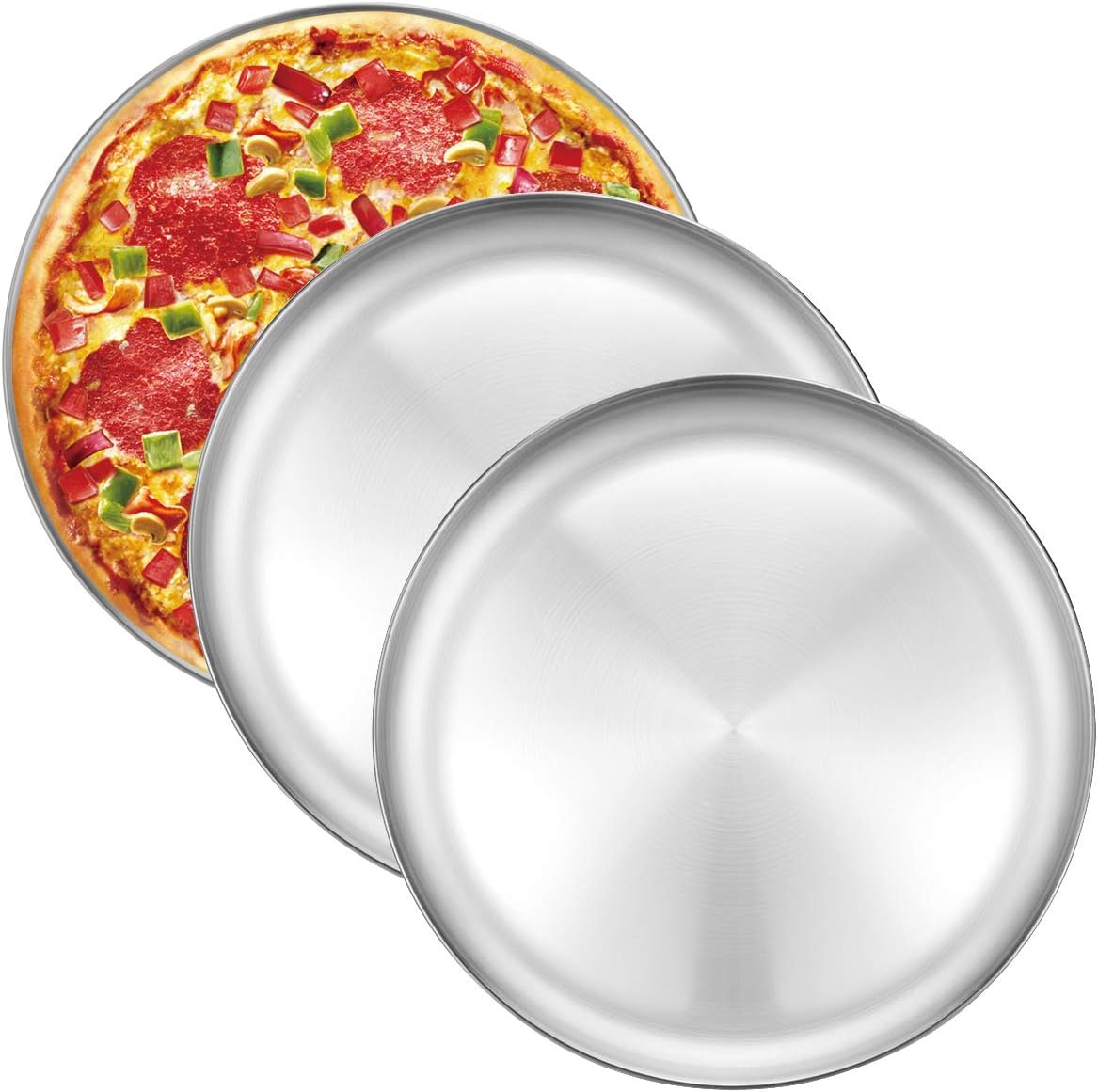 Deedro 12 Inch Pizza Pan, Round Stainless Steel Pizza Tray for Oven, 2 Pack | Pizza Plates for Baking Cookie Pie Pizza Salad, Healthy & Durable & Dishwasher Safe - Image 9