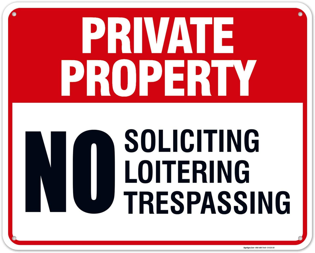 Private Property Sign, No Soliciting No Loitering No Trespassing, | (2 Pack) 10x14 Inches, Rust Free .040 Aluminum, Made in USA by Sigo Signs - Image 13