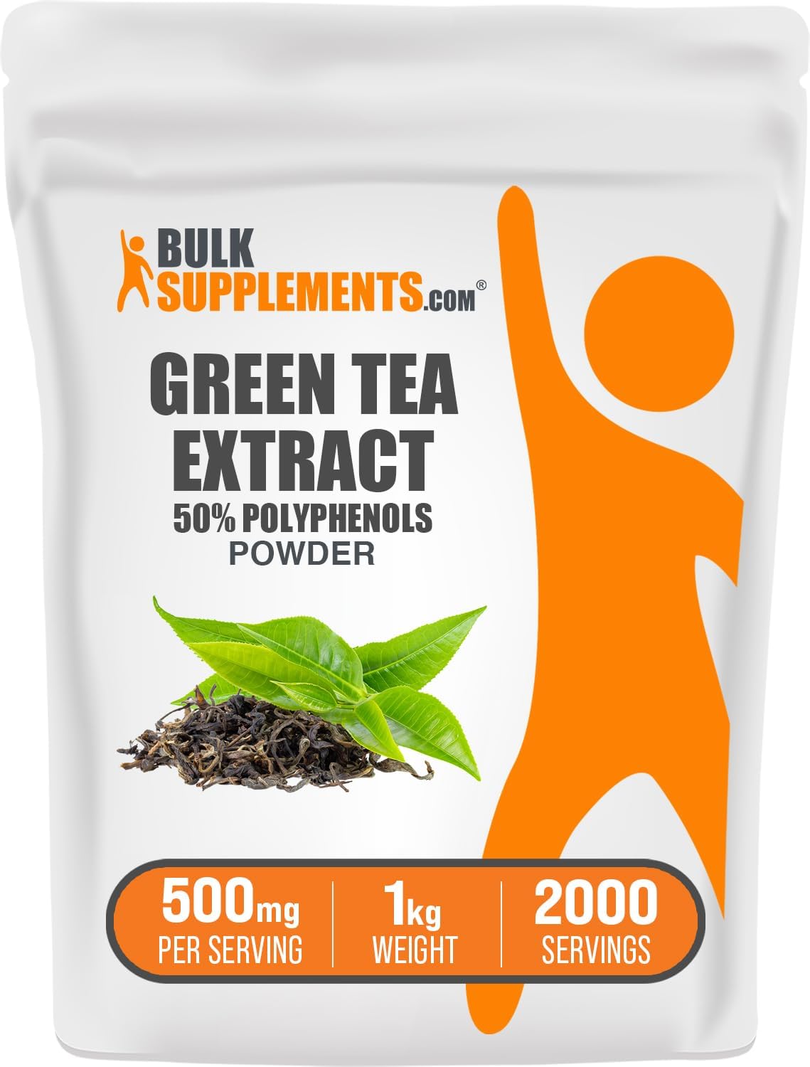 BulkSupplements Green Tea Extract powder container in a kitchen setting