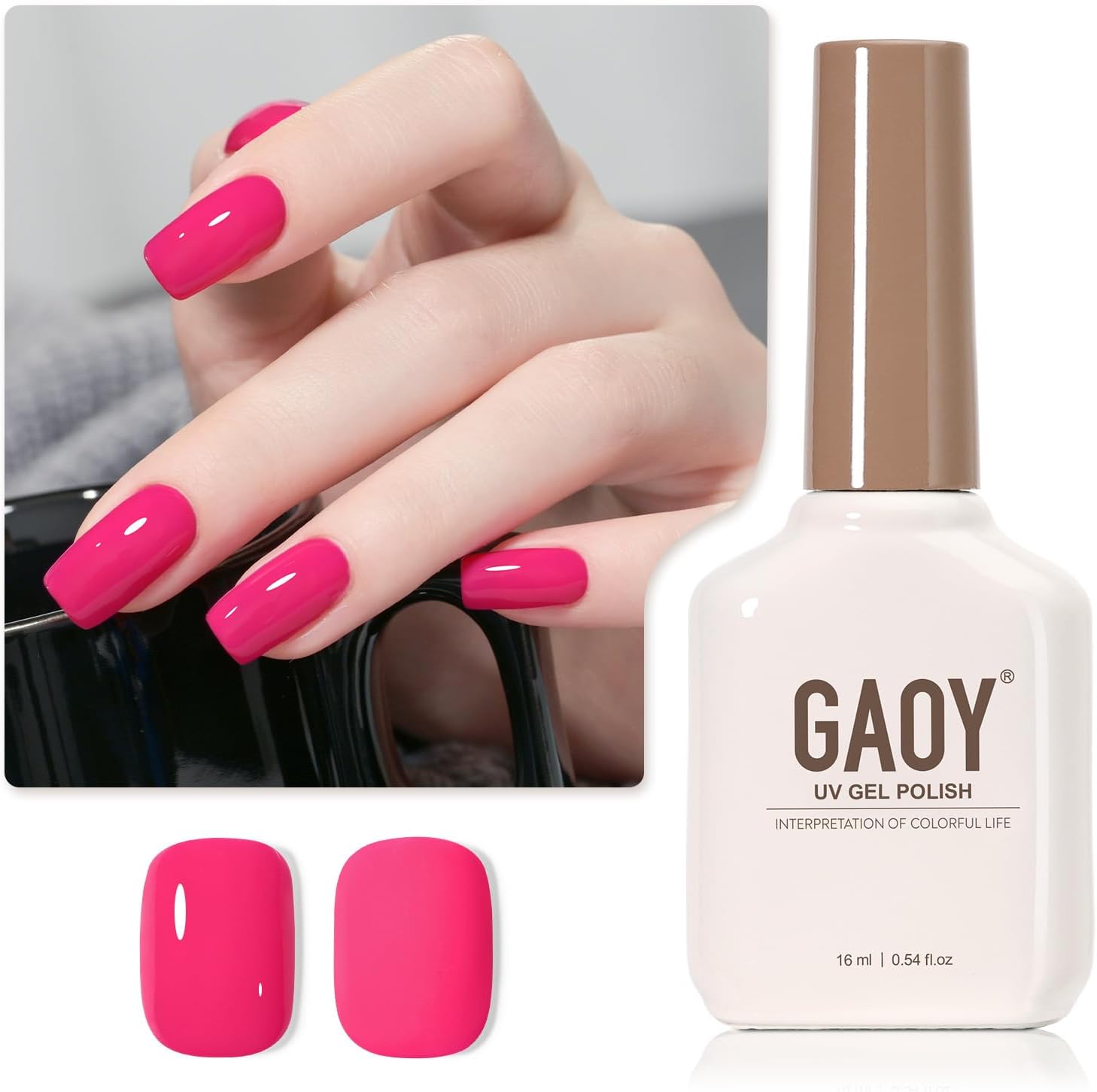 GAOY Pink Gel Nail Polish, 16ml Soak Off Gel Polish, UV Light Cure for Nail Art DIY Manicure at Home, 2040 Bubblegum Pink - Image 1