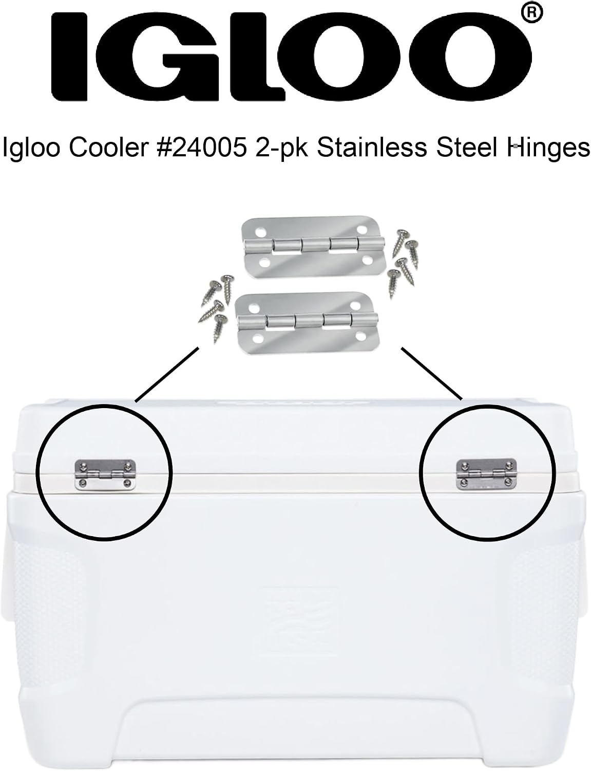 Durable rust-resistant stainless steel cooler replacement hinges