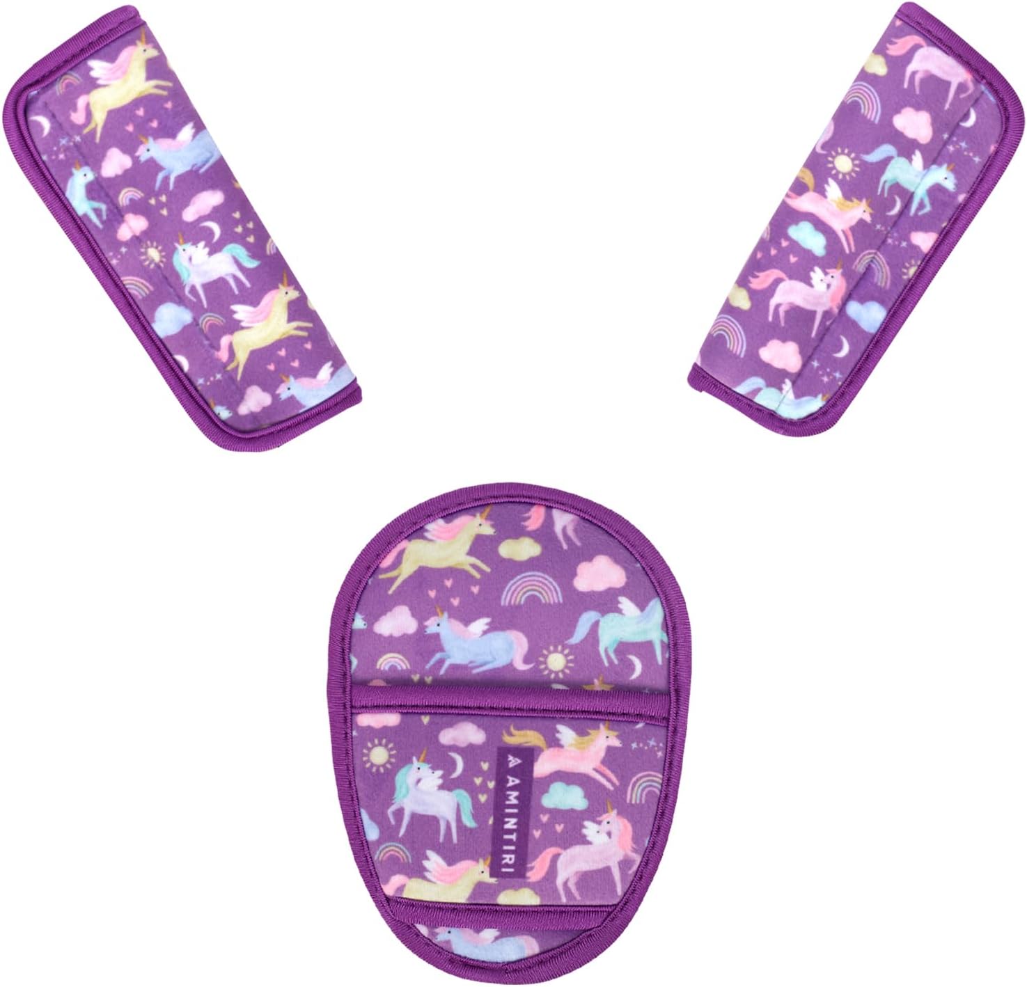 Amintiri Unicorn World car seat strap pads front view