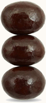 The Nut Hut dark chocolate espresso beans served in a glass bowl