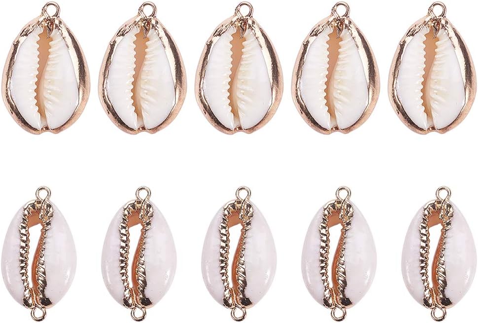 SUNNYCLUE 1 Box 16Pcs 4 Style Electroplate Spiral Seashells Craft Charms Connectors Pendant Conch Shells Charms with Plated Golden Loop Bail for Bracelet Necklace Making Craft Supplies - Image 9