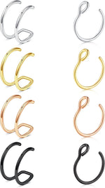 Fake Nose Ring Hoop Fake Septum Fake Nose Ring Fake Septum Nose Ring Fake Nose Piercing Fake Nose Ring Stud Double Fake Noe Rings for Women Men - Image 9
