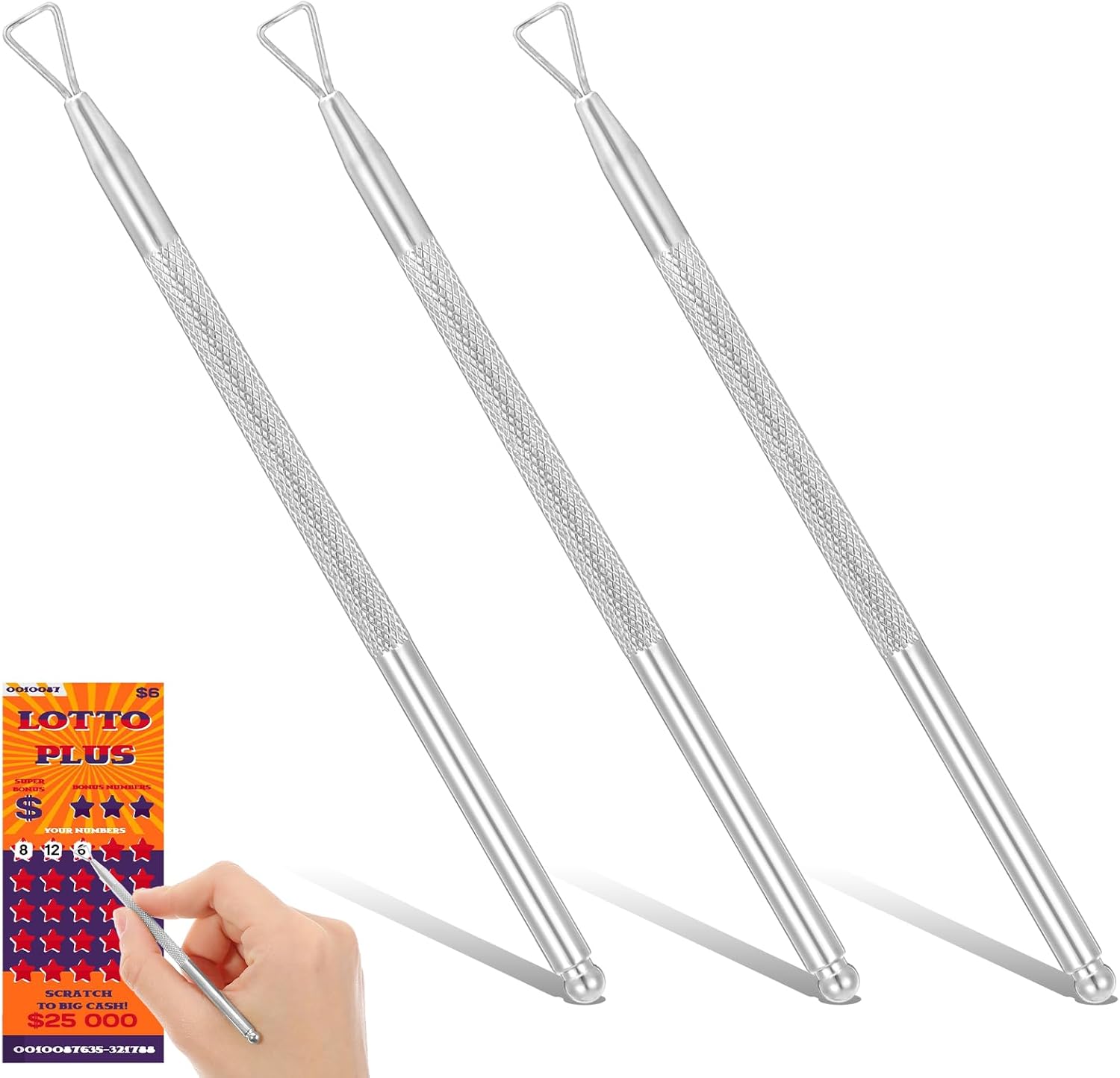 Bohuiz 3 Pcs Lottery Ticket Scratcher Tool set front view