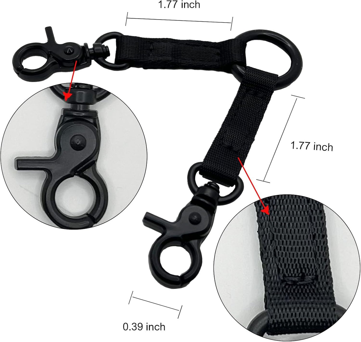 Della Stella double headed hook pet safety lead demonstrating the three hundred and sixty degree swivel mechanism.