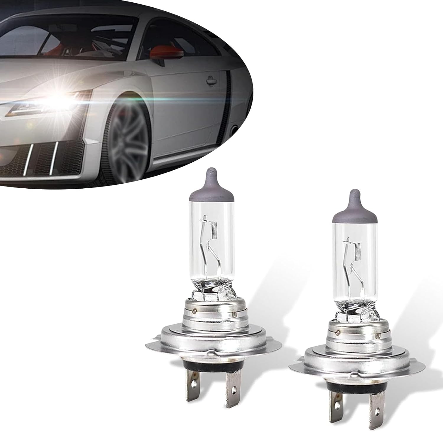 Dawfall H7 halogen bulbs front view showcasing the hard quartz glass shell design