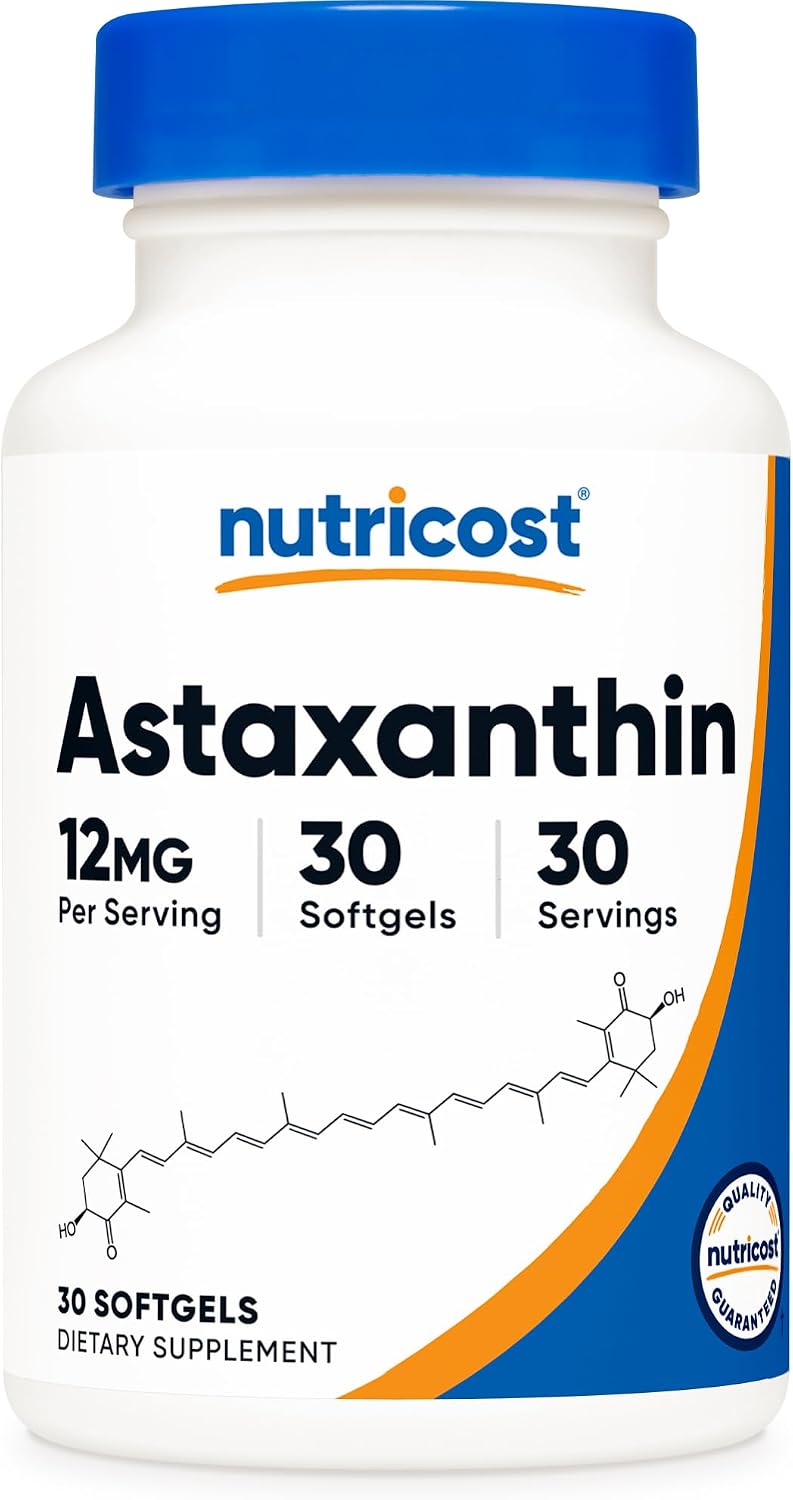 Nutricost astaxanthin 60 count container back panel view