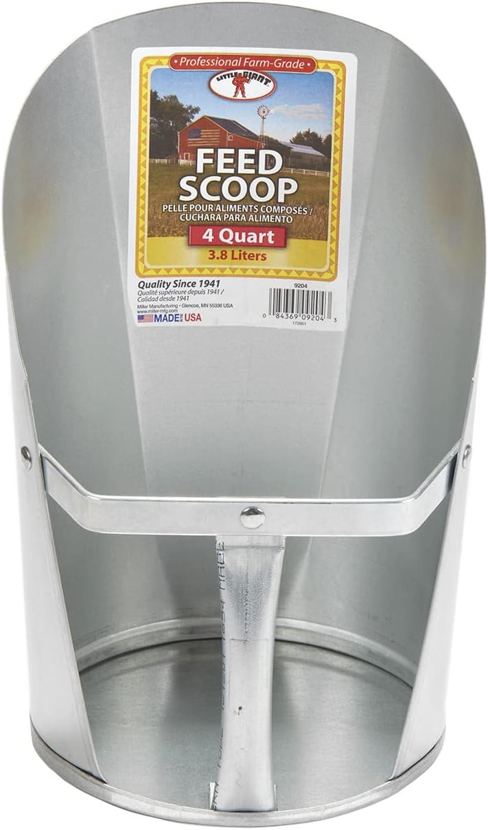 Little Giant 4-Quart Galvanized Feed Scoop front view heavy duty farm tool