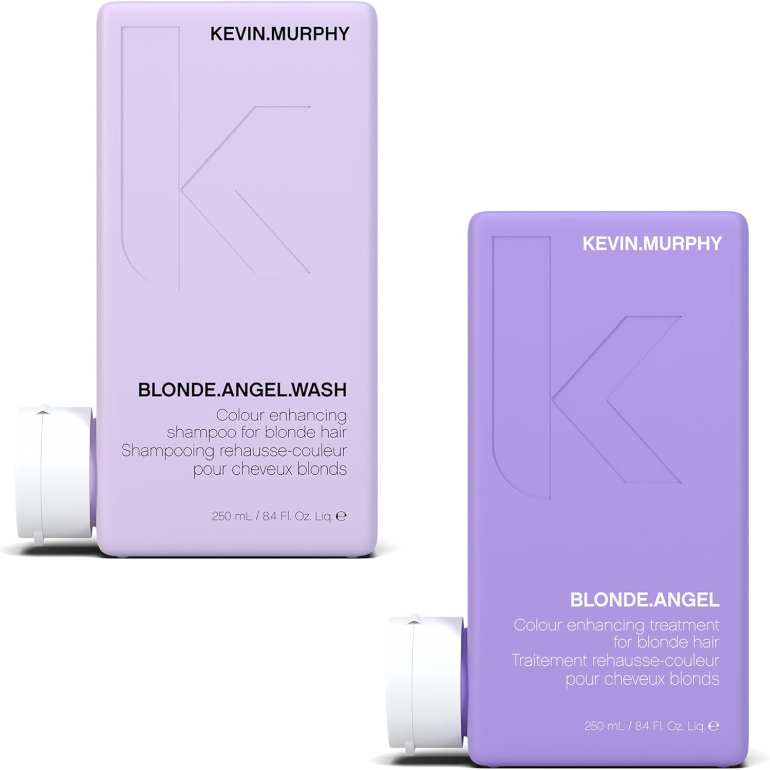 KEVIN.MURPHY BLONDE.ANGEL.WASH & BLONDE.ANGEL - Purple Shampoo for Blondes - Blonde Conditioner - Colour Enhancement Hair Care - Colour Safe - Paraben/Sulphate Free - 250 mL / 8.4 fl oz, 2 Pack - Image 1