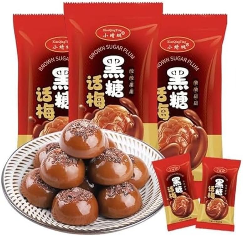 ZAOIAN Brown Sugar Preserved Plum Candy front view showing individual packaging