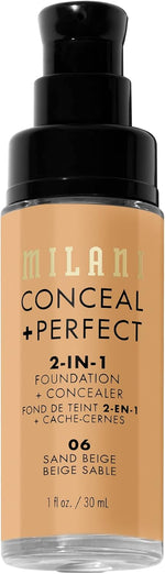 Milani Conceal + Perfect 2-in-1 Foundation + Concealer for a Flawless Complexion, Under Eye Corrector, Cover Redness and Imperfections, Waterproof and Sweatproof - 06-Sand Beige - Image 4