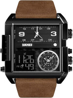 Gosasa Men's Square Large Face Analog Digital Sport Watch | LED Backlight, Three Time Zones, Stopwatch, Countdown, Alarm and Date Display, 50M Water Resistant for Outdoor and Daily Wear - Image 11