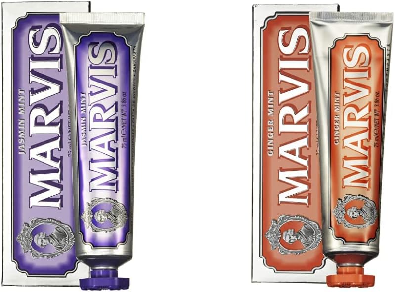 Marvis Jasmin Mint and Ginger Mint Toothpaste Set front view luxury oral care imports