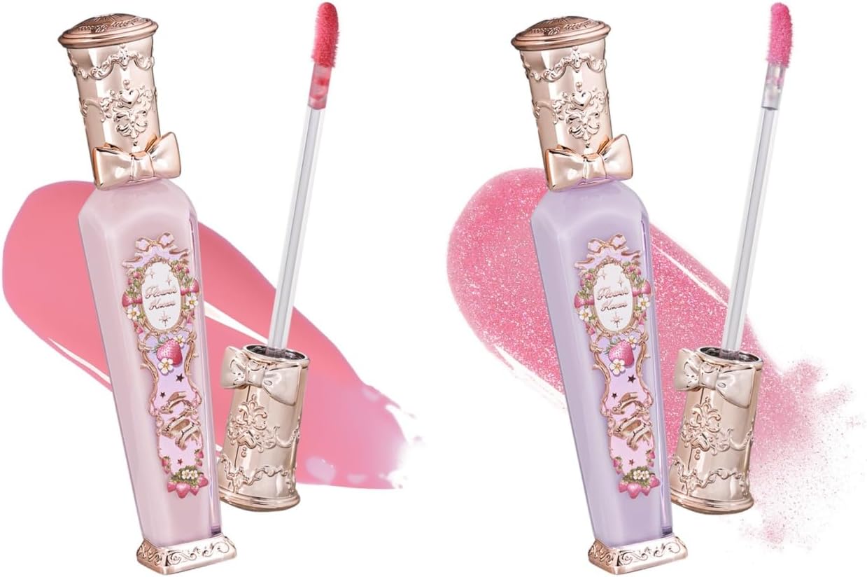 Flower Knows Violet Strawberry Rococo Glowy Lip Gloss Set front view showing vintage packaging