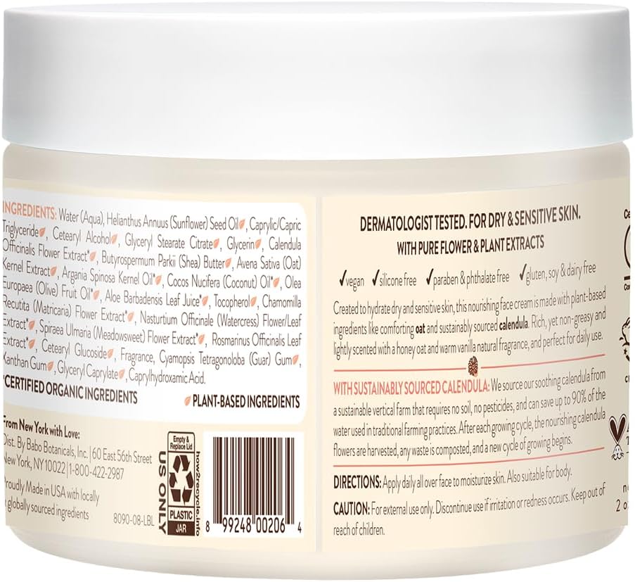 Babo Botanicals miracle face cream packaging and texture showcase