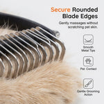 Top view of professional pet grooming dematting rake