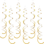 PIGETALE gold hanging swirl decorations 30 pieces front view showing shiny laser finish packaging.