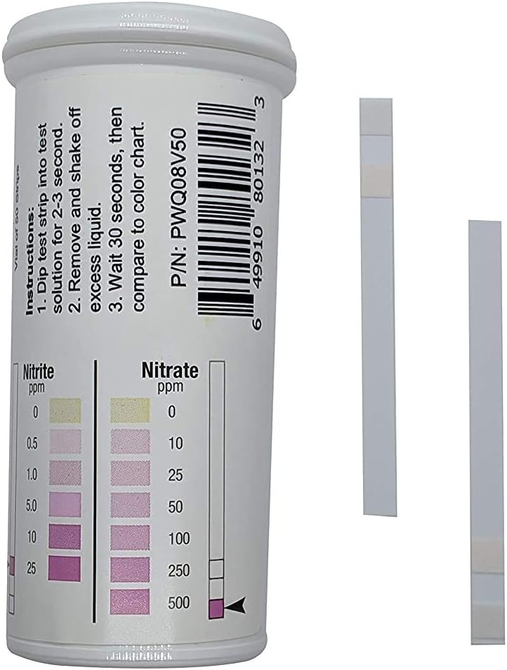 Bartovation nitrite and nitrate test strips bottle front view water testing