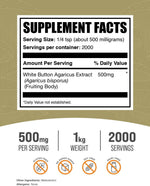 BulkSupplements white button mushroom supplement packaging label details
