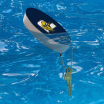 Close-up of the bead ball chain attachment on the foam boat buoy keychain.