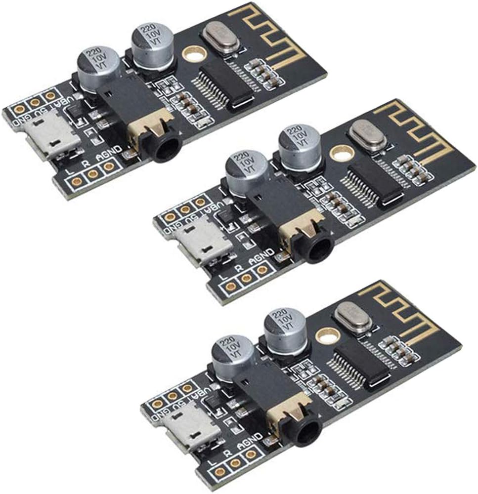 HiLetgo M28 wireless audio receiver board front view showcasing the micro USB interface and chip layout.