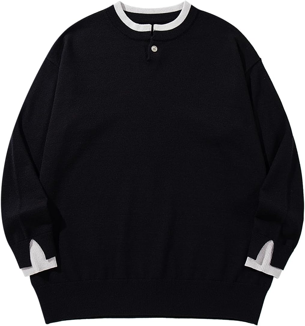 Laixton Mens Oversized Sweater Unisex Long Sleeve Cable Knit Sweaters Aesthetic Streetwear Casual Sweater Jumper Tops - Image 10