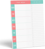 Sweetzer and Orange magnetic weekly planner front view with teal and orange design.