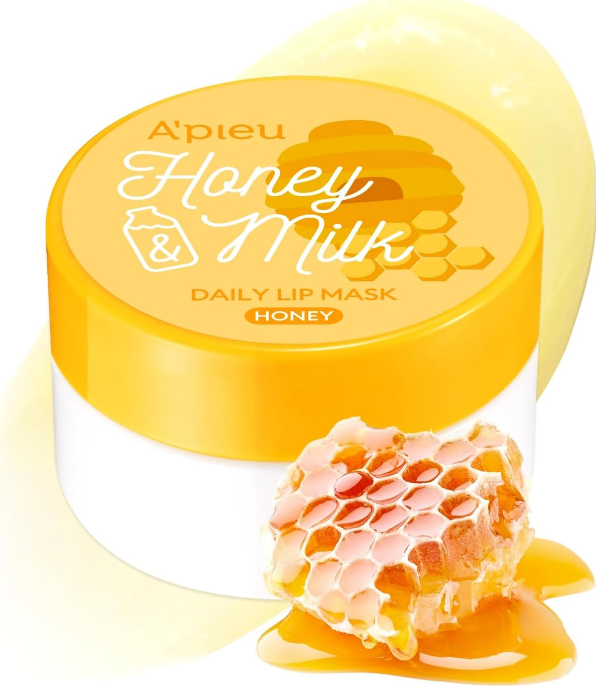 Korean skincare lip mask jar with honey and berry branding