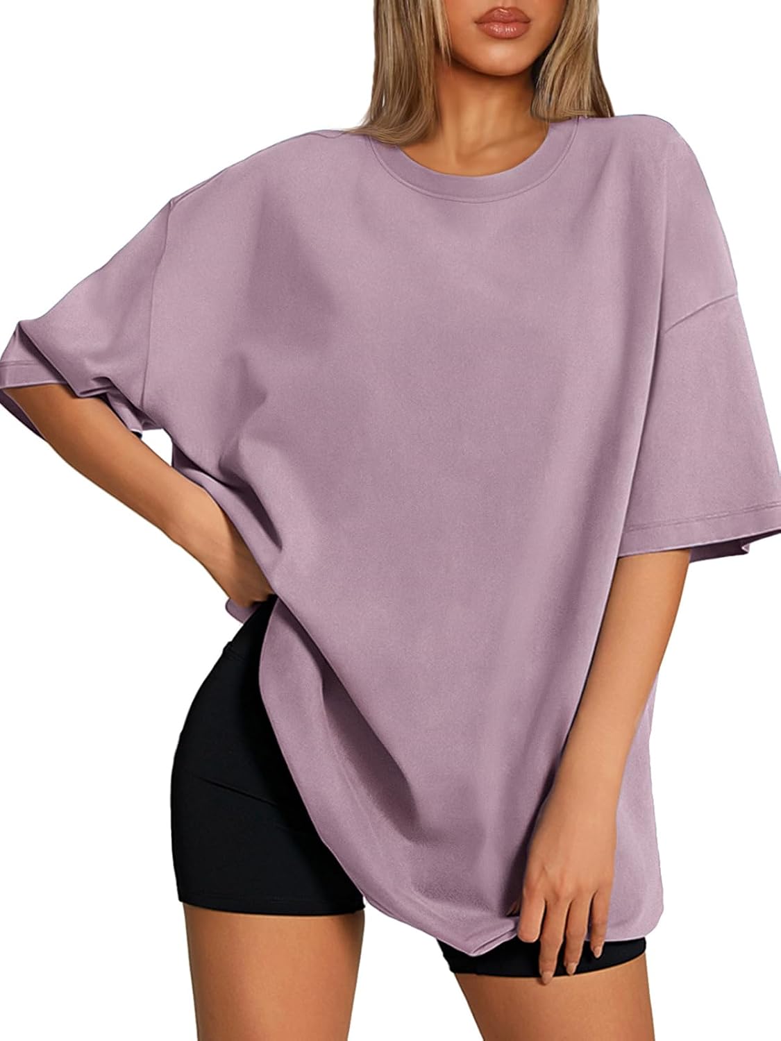 ATHMILE oversized black t shirt hemline detail