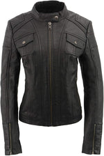 Milwaukee Leather SFL2806 Women's Quilted Black Mandarin Scuba Collar Fashion Casual Leather Jacket - Image 9