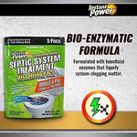 Instant Power septic treatment usage instructions on packaging.