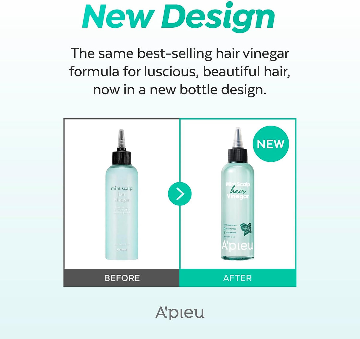 A'PIEU Mint Hair Vinegar bottle with mint leaf accents