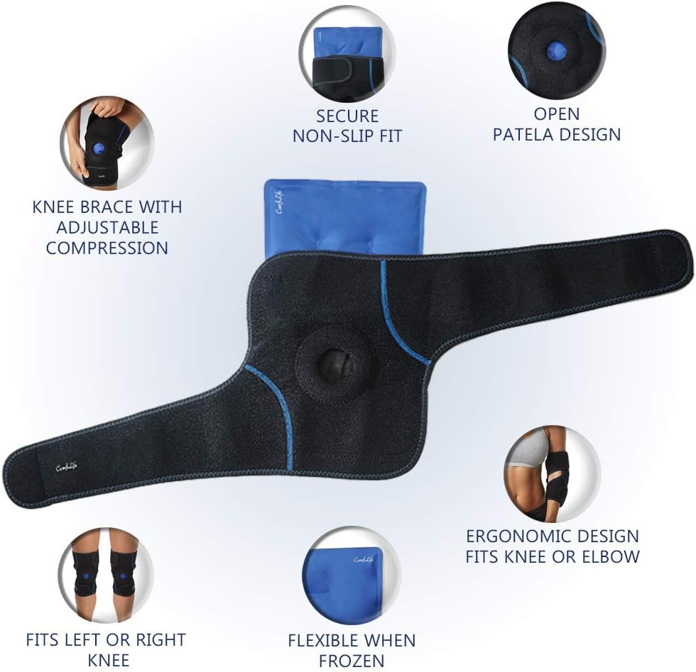ComfiLife Knee Ice Pack with Wrap Reusable Hot & Cold Therapy Gel Pack Adjustable Compression Support for Injuries, Pain, Surgery, Arthritis, Meniscus and More - Image 2