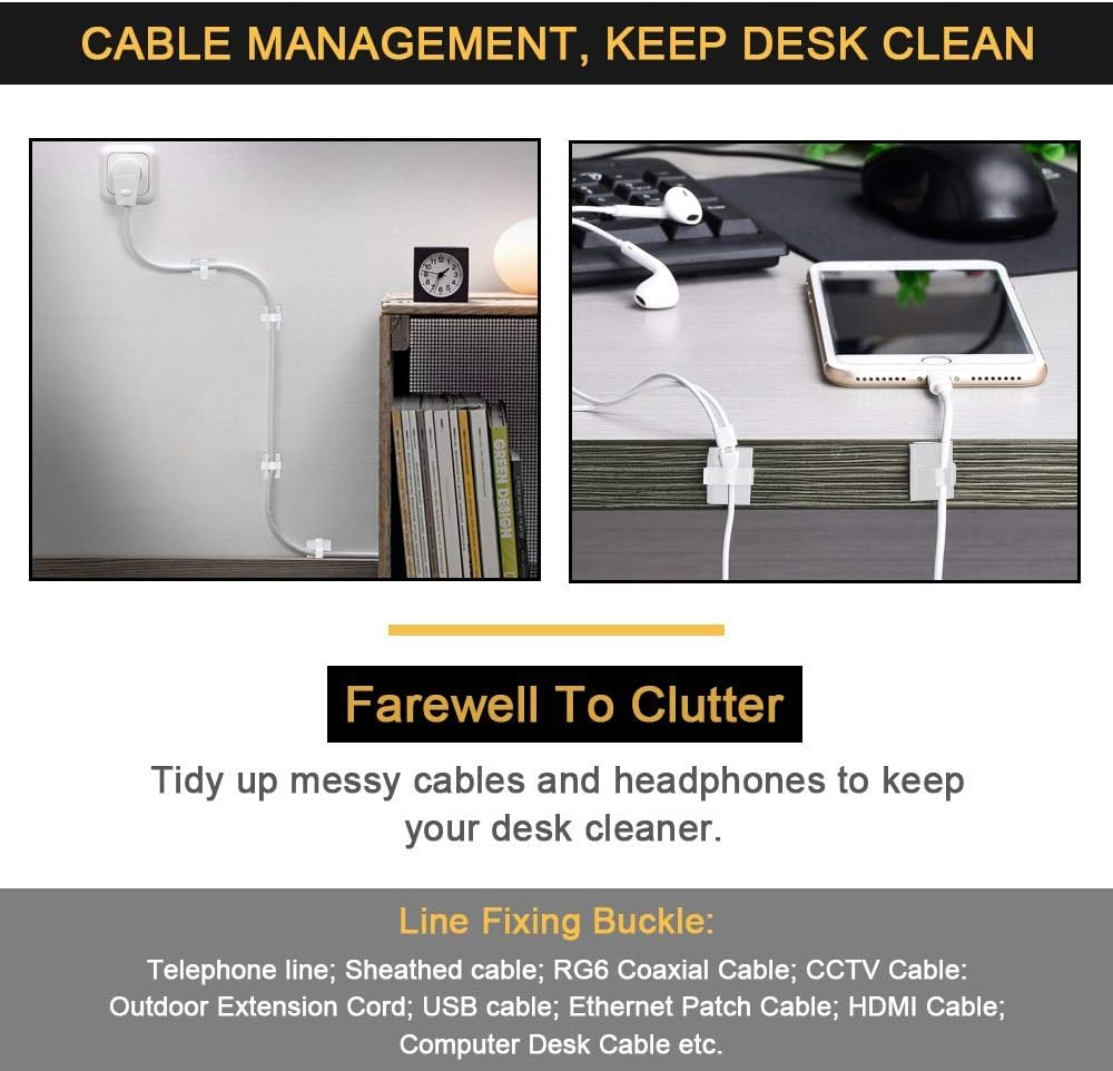 30PCS Self Adhesive Cable Clips with 3M Strong Wire Holders Cord Organizer - Image 6