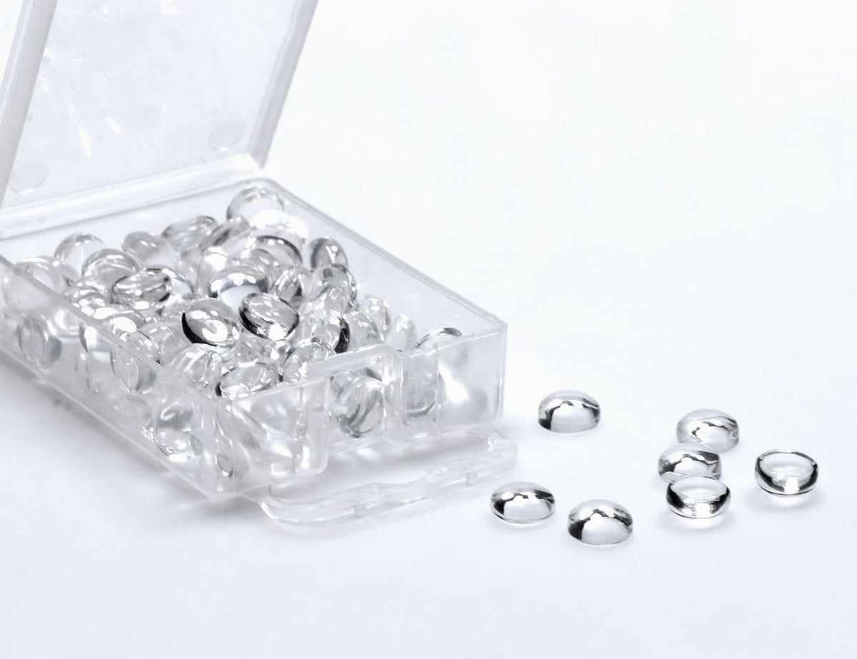 Shapenty 6 millimeter glass cabochons showing flat back design