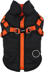 Puppia red dog coat styled for cold weather