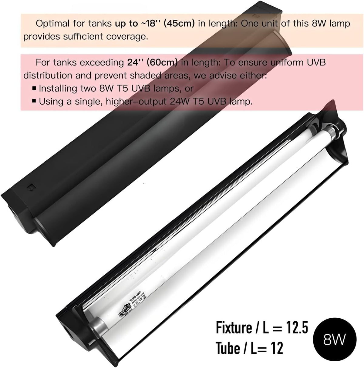 ReptiKing 8 Watt fluorescent reptile lamp kit showing 10.0 UVB bulb.