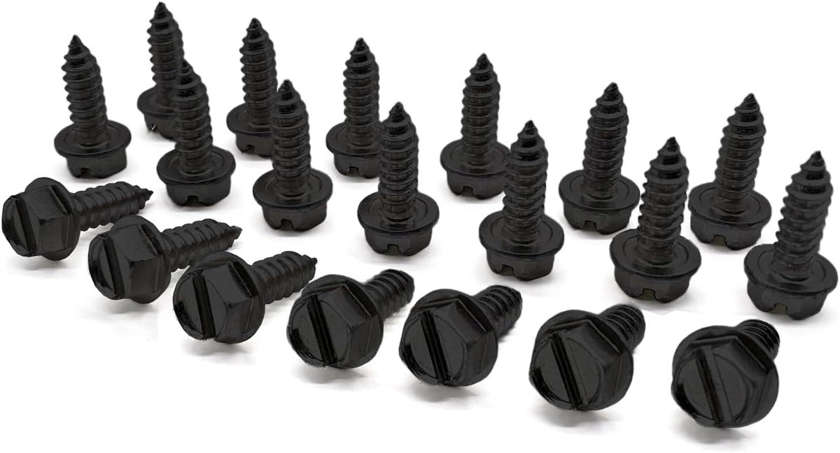 Rust-resistant plastic license plate mounting hardware set.