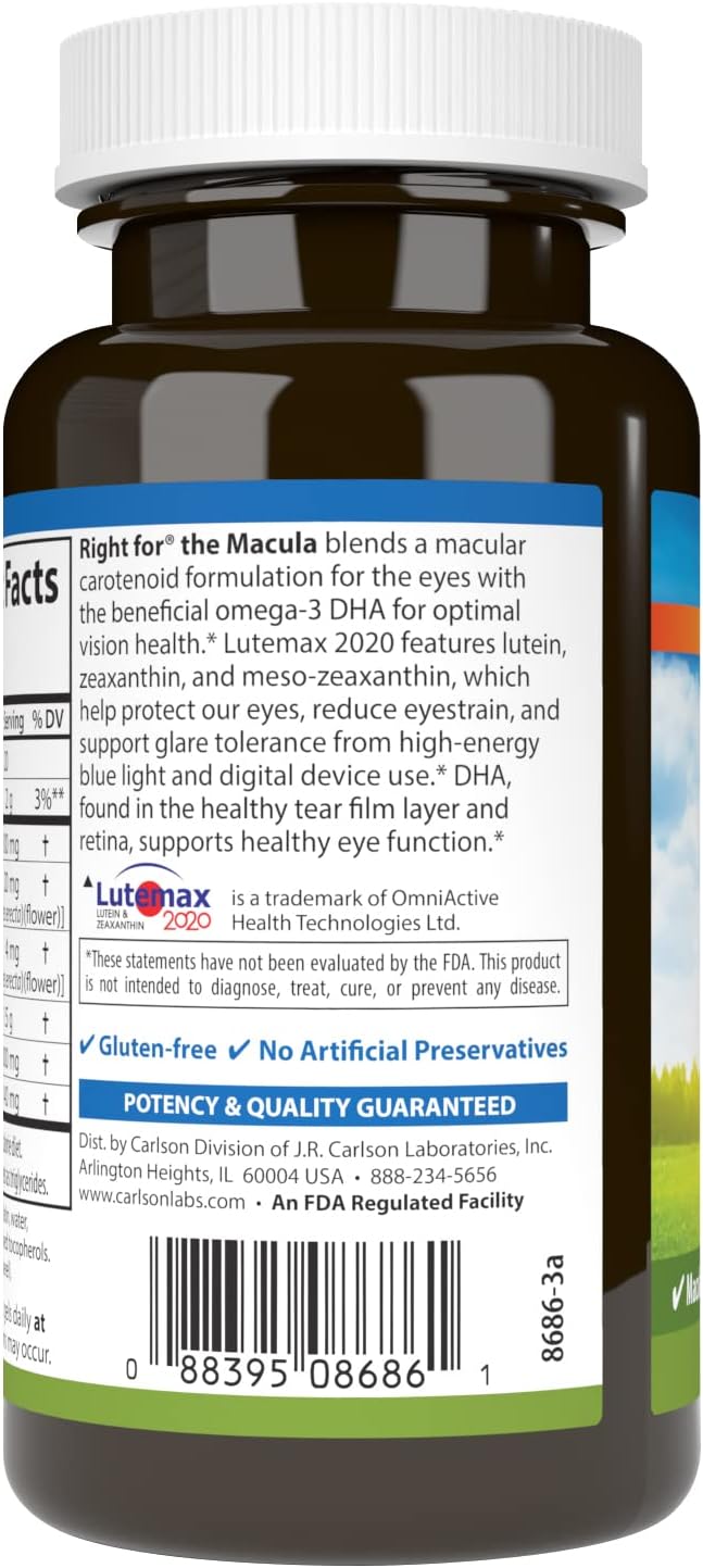 Carlson Right for the Macula softgels capsule close up view