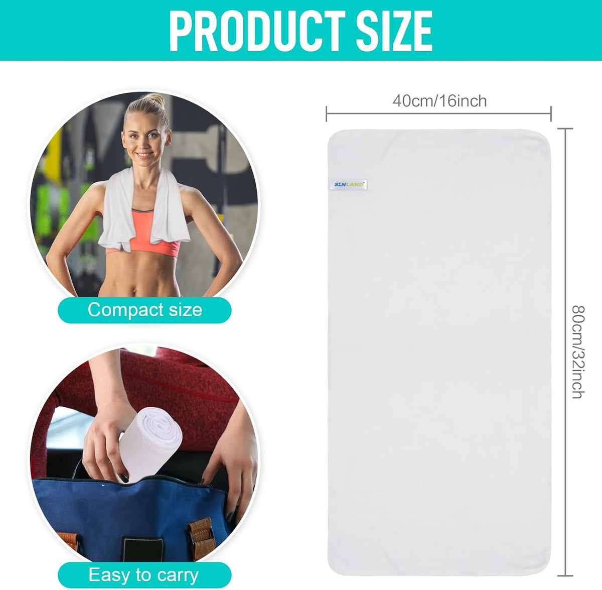 Sinland white sports towel folded stack