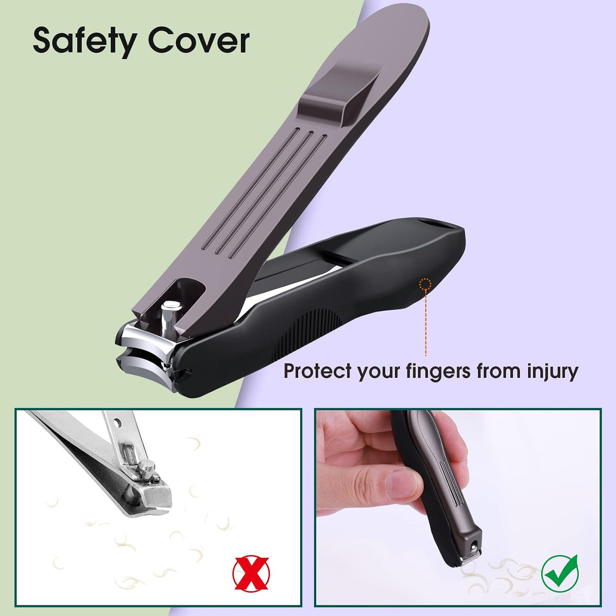GLAMFIELDS Nail Clippers with No Splash Storage Box, Large Fingernail Toenail Clipper Detachable Easy Clean Nail Cutter Trimmer with Nail Files for Men & Women, Leather Case Packed Black (1 Pack) - Image 4