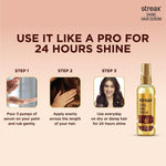 Streax hair serum texture demonstration on palm