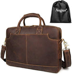 Augus vintage leather briefcase handle and YKK zipper