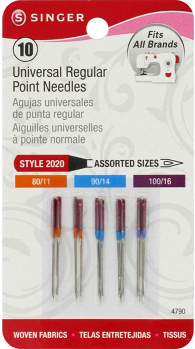 SINGER Regular Point Sewing Machine Needle, Size 80/12, 90/14, 100/16, 10-Count - Image 1