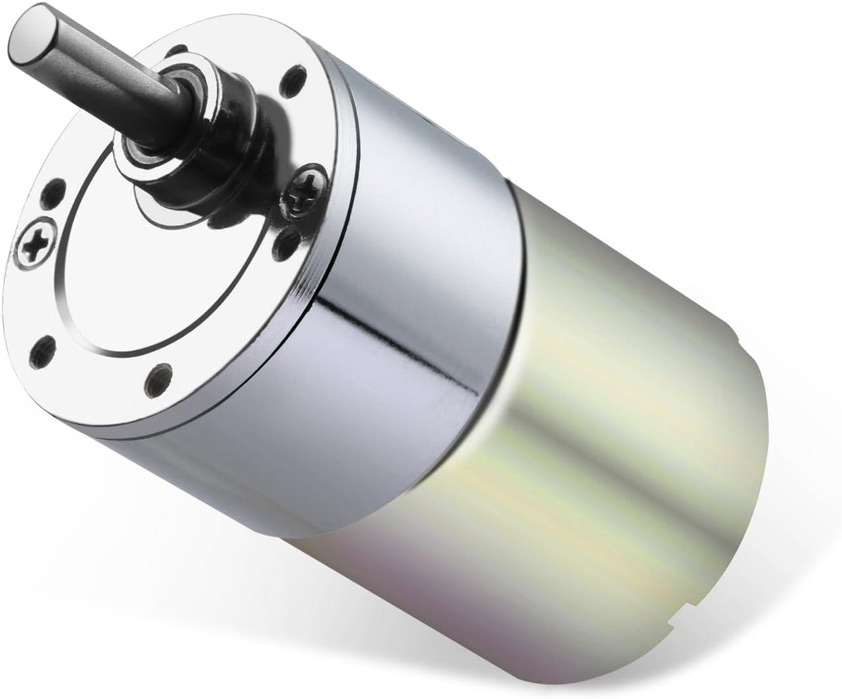 Greartisan DC gear motor front view showing metal gearbox