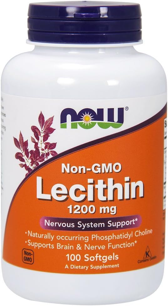 Now Foods Lecithin 19 Grain 1200 mg 100 Softgels front view dietary supplement